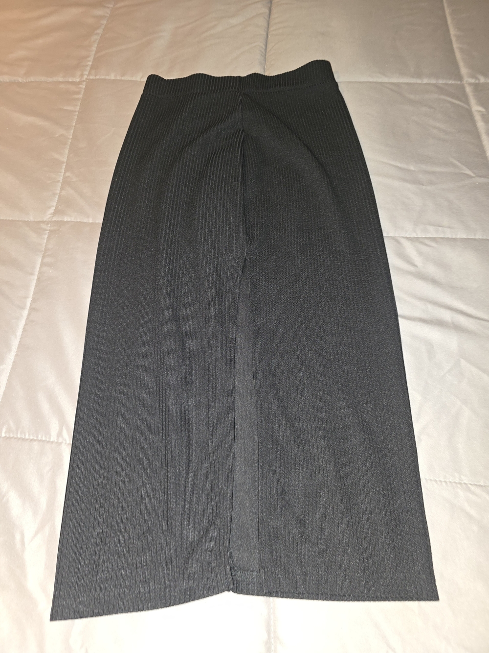 Ribbed Pencil Skirt in Charcoal Gray - Picture 2 of 3